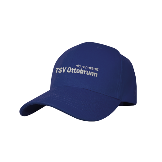 Sportliche blaue Cap mit individualisiertem Stick des TSV Ottobrunn. 