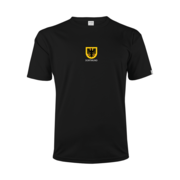 Das Firmenshirt für die Stadt Dortmund zeigt das Wappen der Stadt auf einem schwarzen Hintergrund.