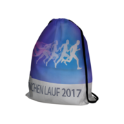 Dieser Gymbag ist der optimale Sportbeutel für Ihre Veranstaltung. Hier sieht man den Sportbeutel, den wir für den München Lauf 2017 individuell gestaltet haben. 