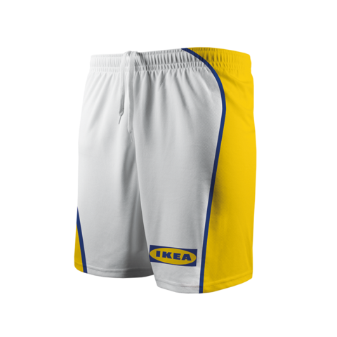 Diese hochfunktionelle Short haben wir für den Möbelgiganten Ikea entworfen. Die typischen Farben des Unternehmens tauchen auch in dieser Sporthose auf. 