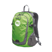 Individuell und persönlich gestaltbarer Rucksack in strahlendem grün. 