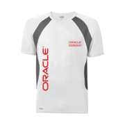 Originelles Laufshirt mit zwei Druckflächen für Logo und Text für Oracle Deutschland.